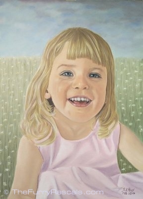 Pastel Portrait Painting of Rosie, young girl - The Furry Rascals, Cyprus